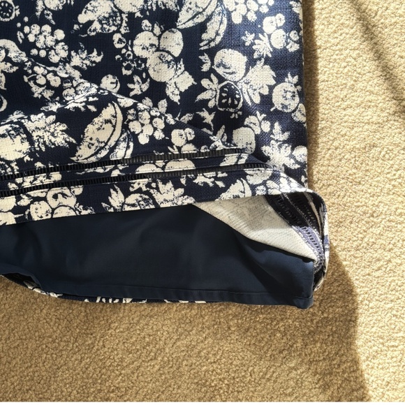 Talbots Shift Dress Sleeveless Navy White Fruit Motif Zip Back Textured Cotton - Picture 11 of 16